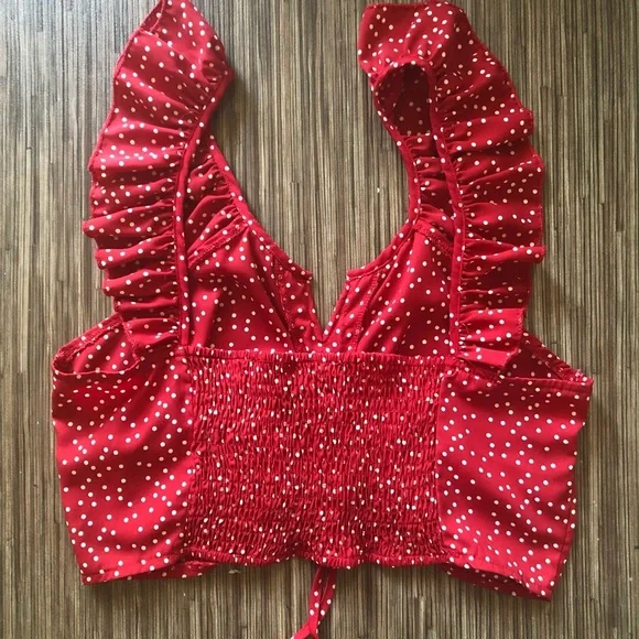 Lulus Polka Dot Crop Top - Picture 7 of 8